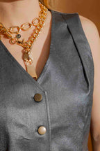 Dark Silver Metallic Vest Dark Silver