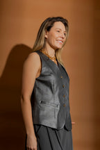 Dark Silver Metallic Vest Dark Silver