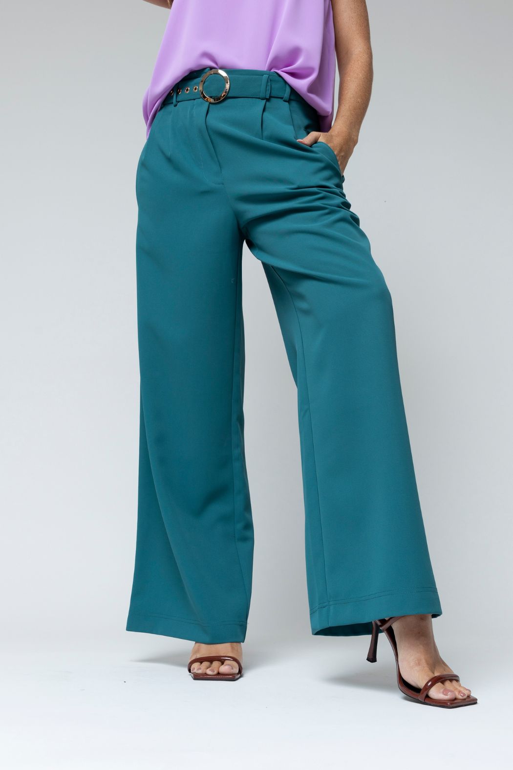 Teal Cleo Belt Pant - Final Sale