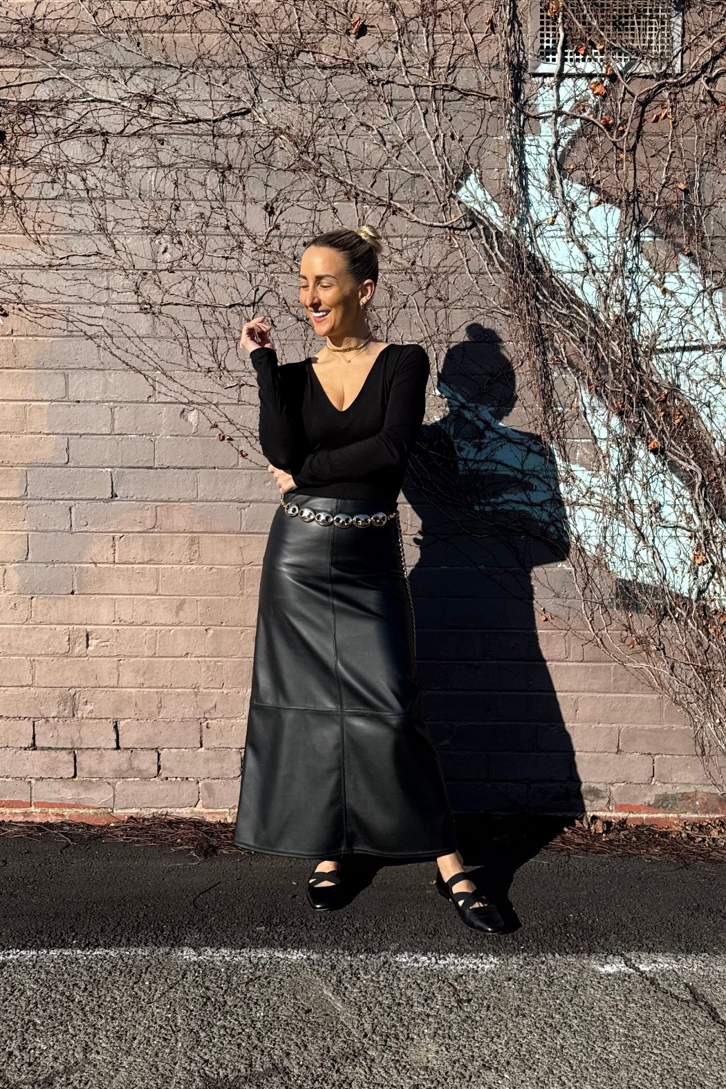 Matt Black Croc Faux Leather Skirt