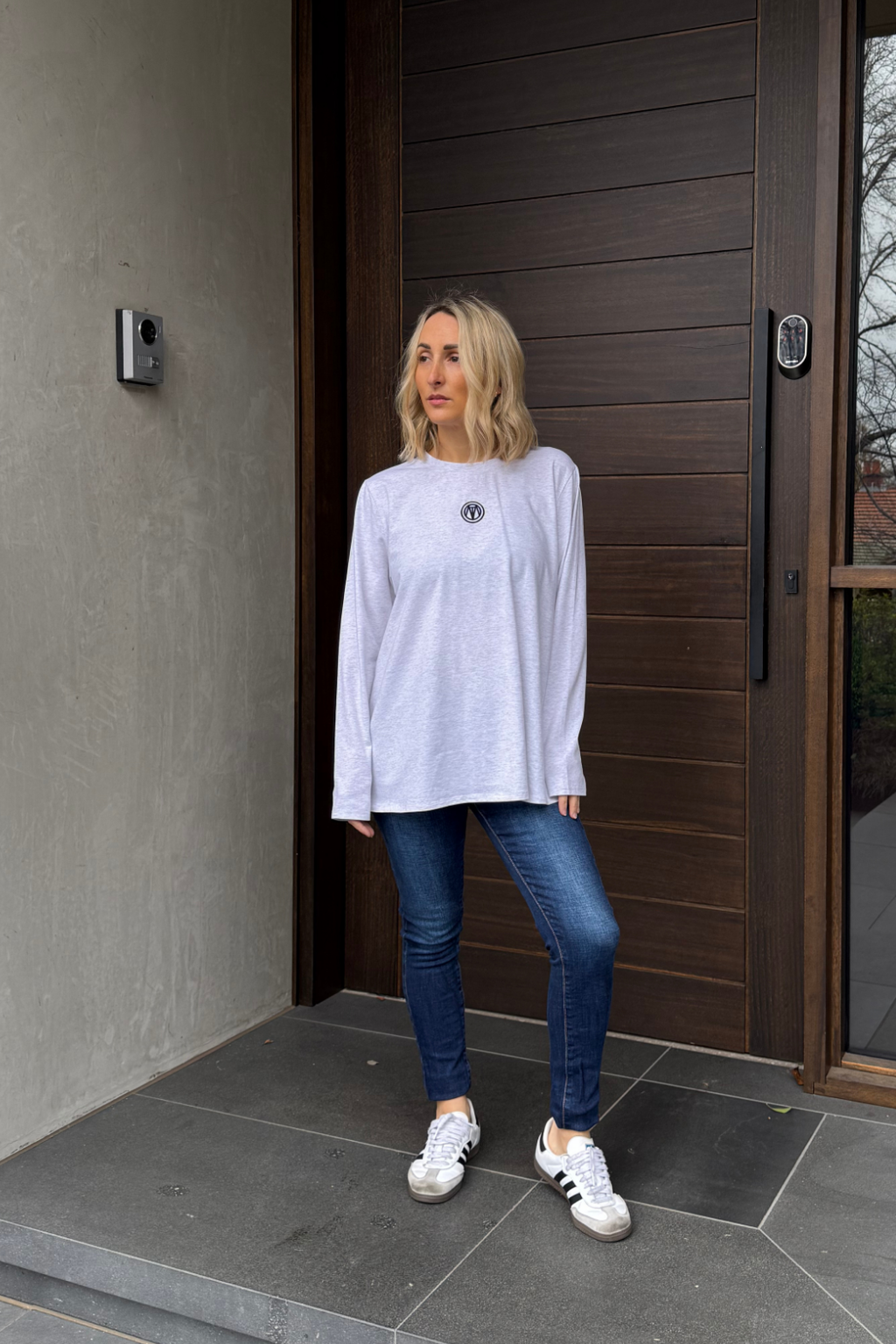 Grey Marle Embroidered Tee