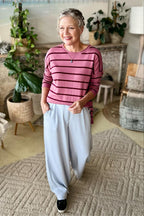 Pink/Burgundy Fine Stripe Knit Pink/Burgundy S
