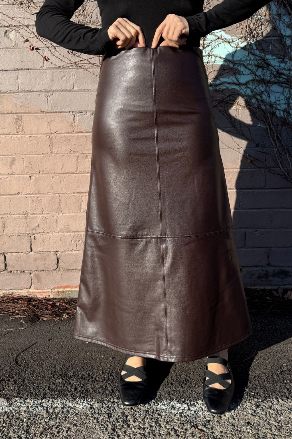Coffee Croc Faux Leather Skirt