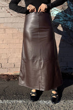Coffee Croc Faux Leather Skirt