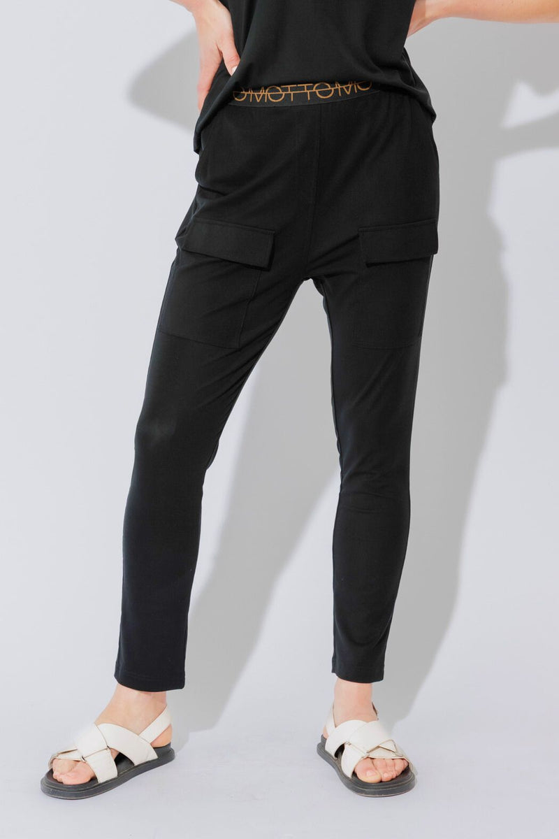 Black Tencel Pull On Cargo Pant