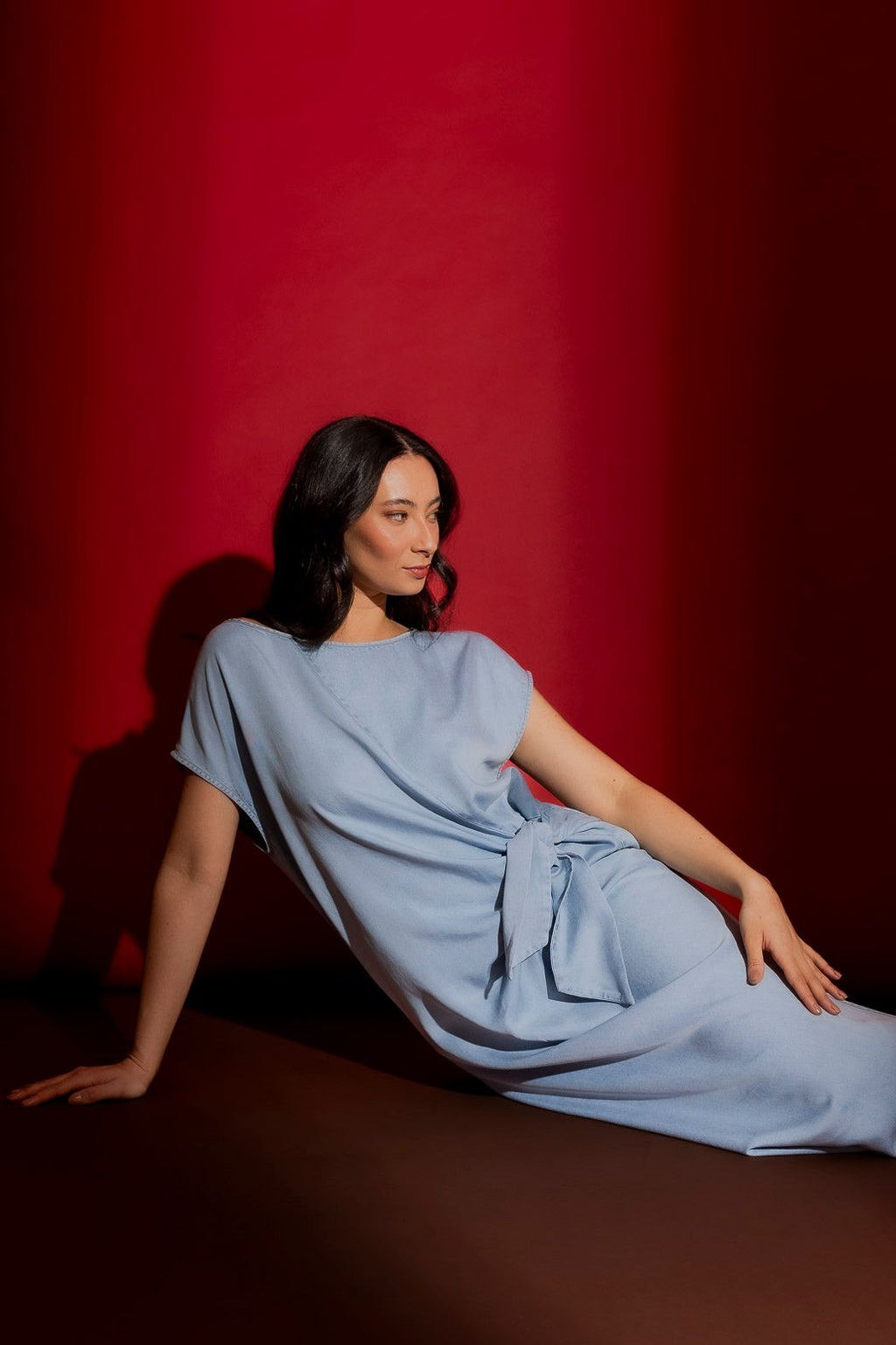 Washed Blue Tencel Harlow Dress Washed Blue