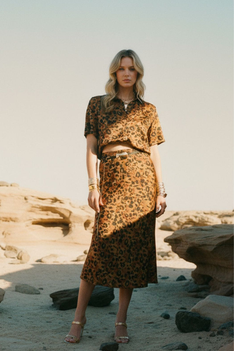 Animal Silky Bias Skirt