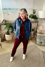 Navy Faux Leather Vintage Jacket