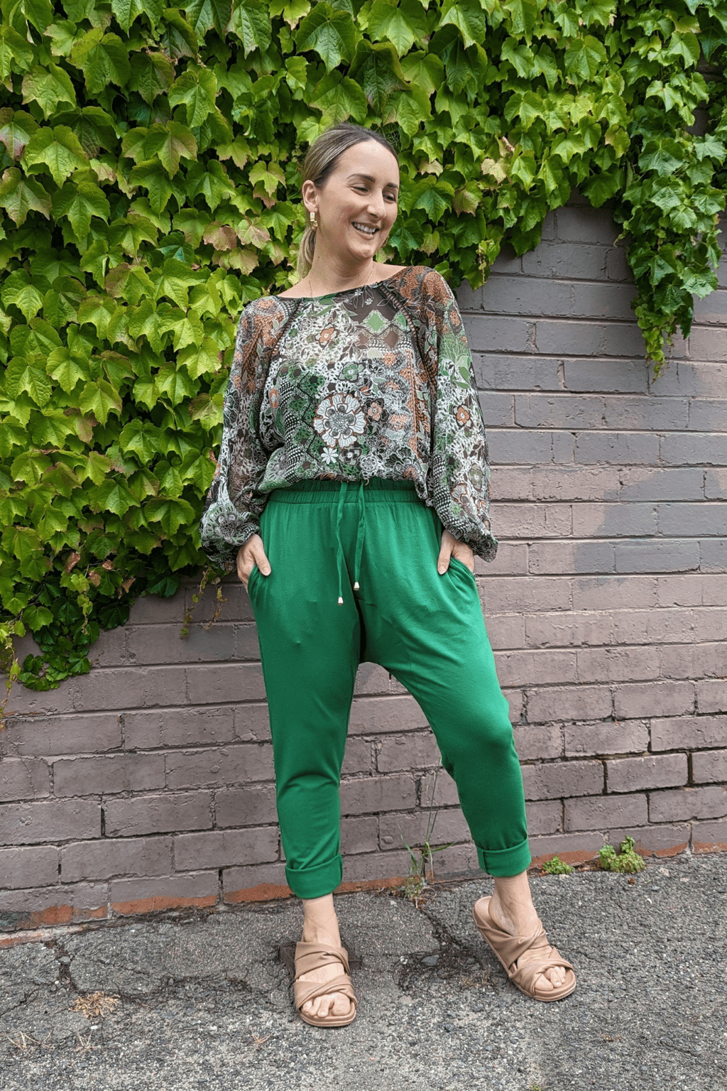 Black Green Boho Blouse - Final Sale