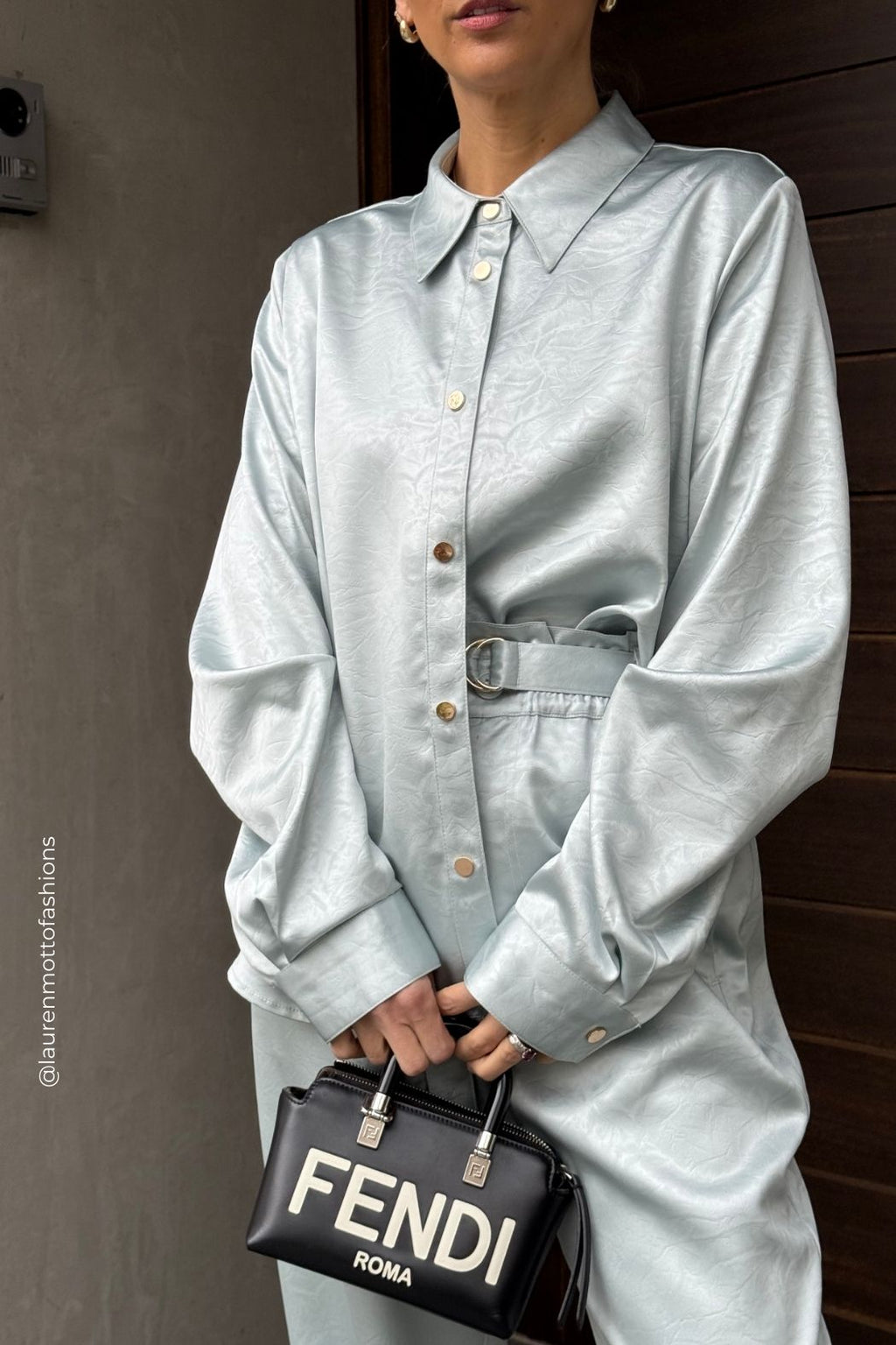 Pale Blue Tuck Sleeve Shirt Pale Blue