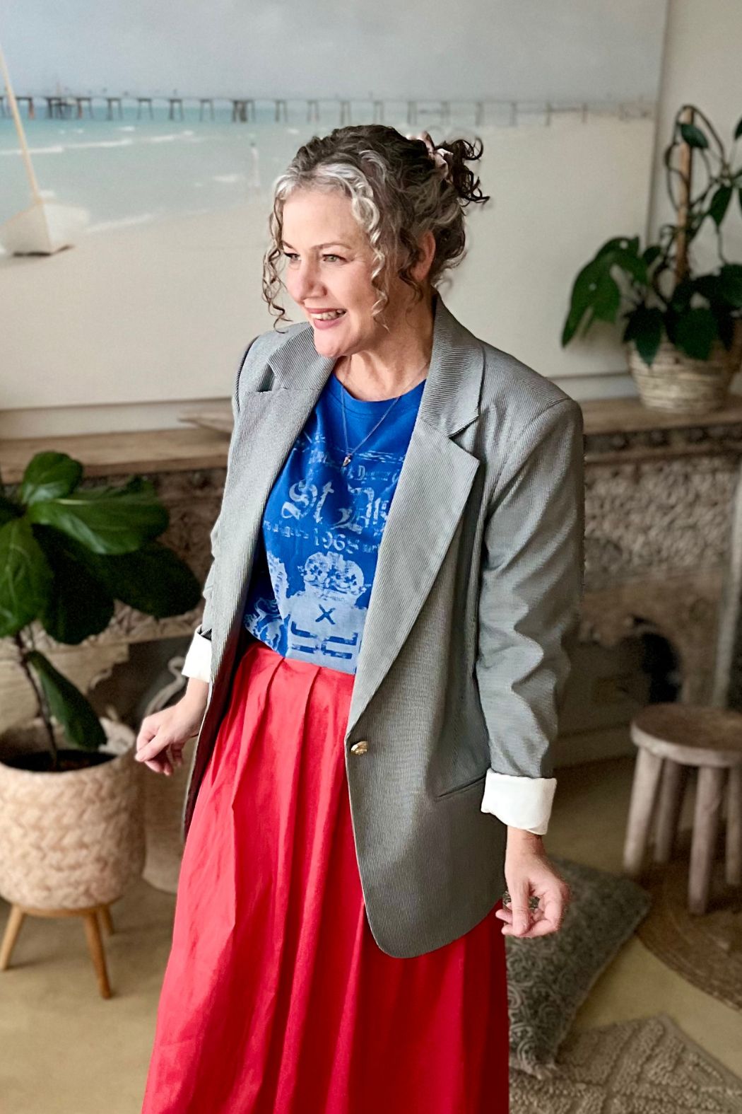 Cobalt Washed Cotton Band T-Shirt