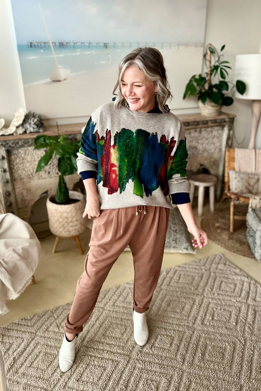 Silver Rainbow Knit Jumper Silver S