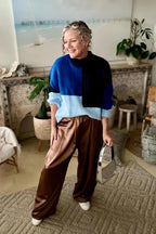 Navy Patchwork Knit Jumper Navy S