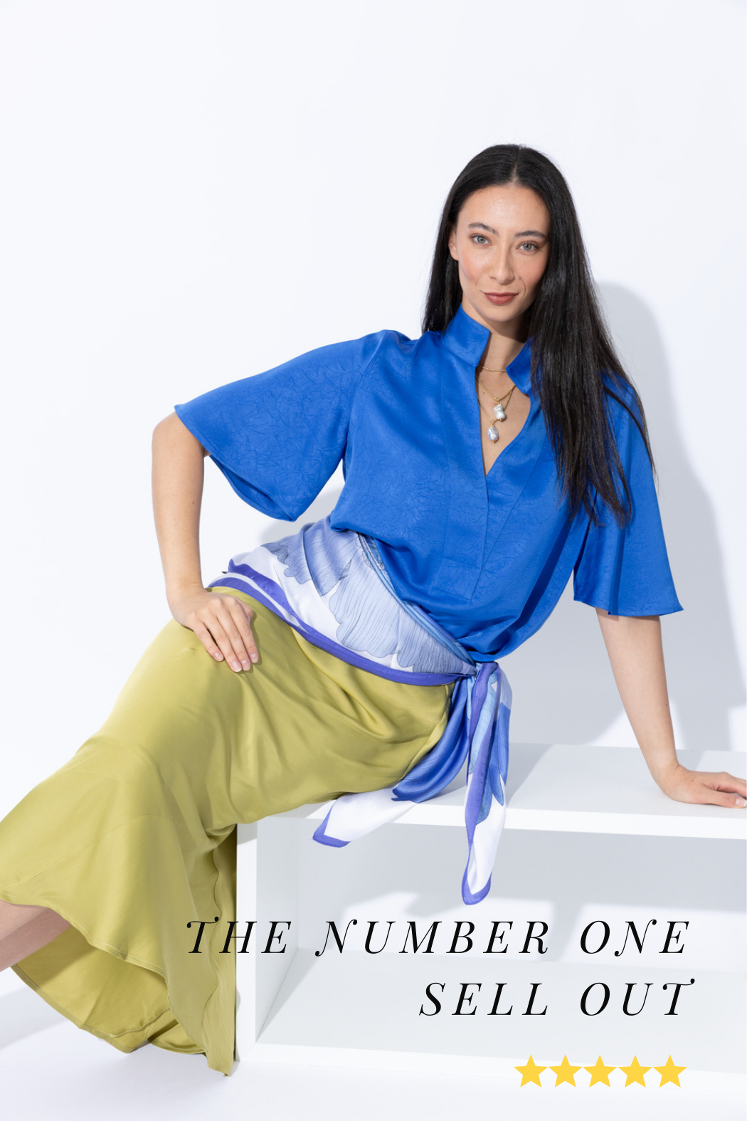 Cobalt Embossed Fluted Blogger Shirt