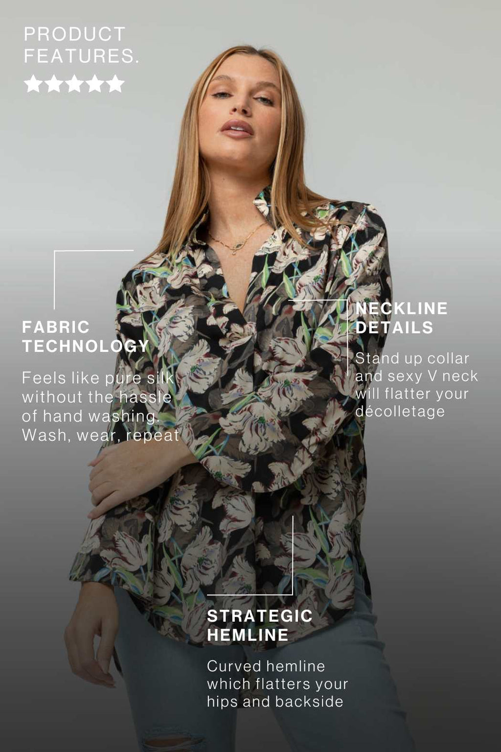 Black Floral Blogger Shirt