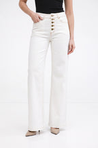White Denim Button Front Jean