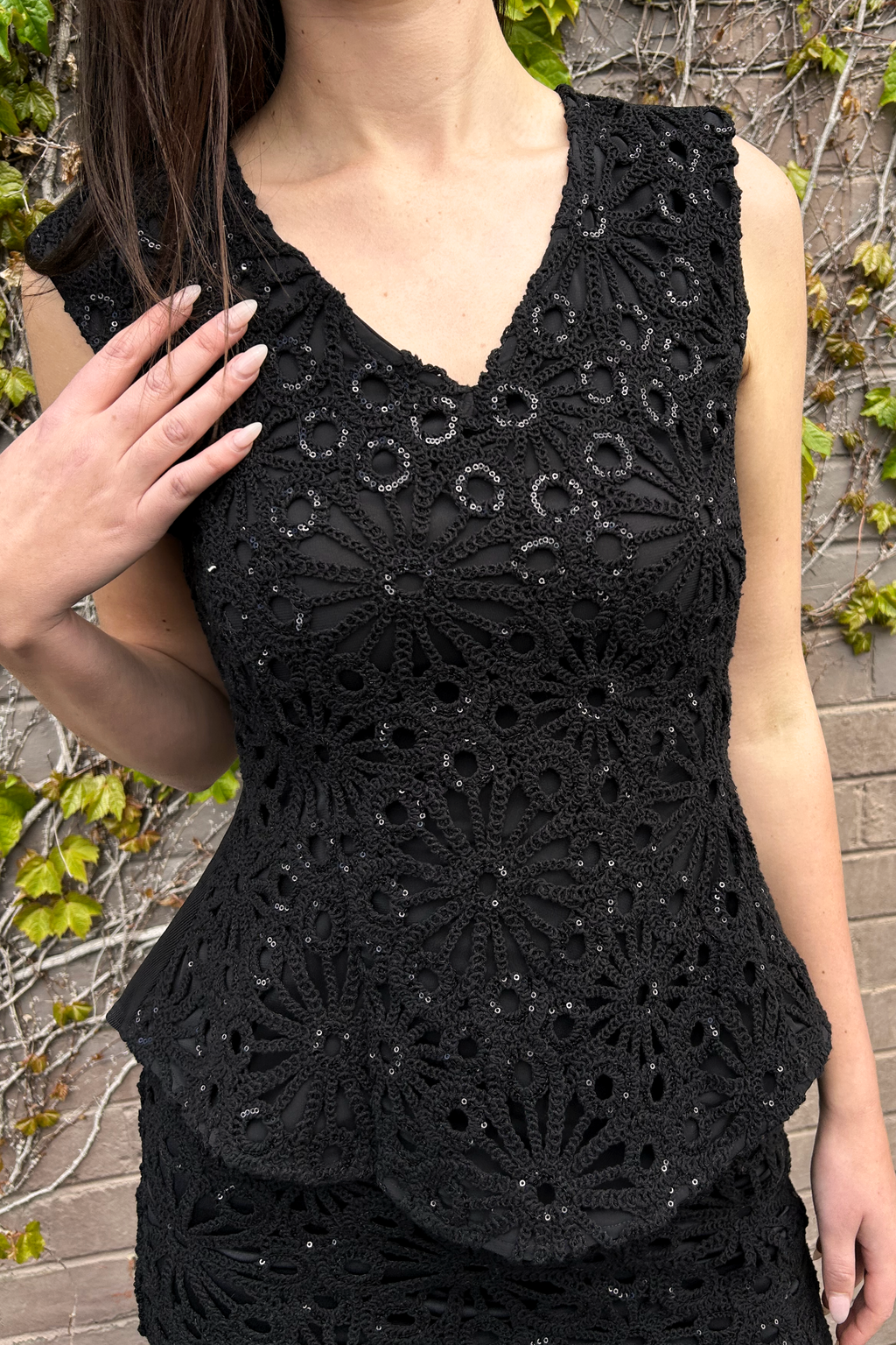 Black Crochet Flippy Top