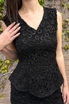 Black Crochet Flippy Top