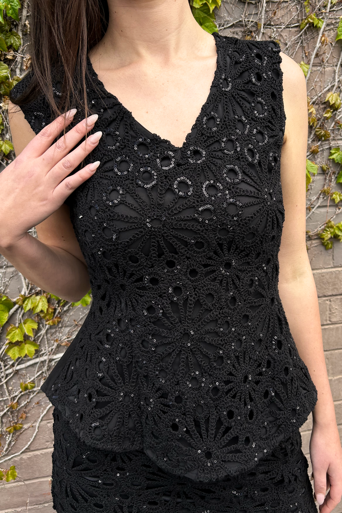 Black Crochet Flippy Top