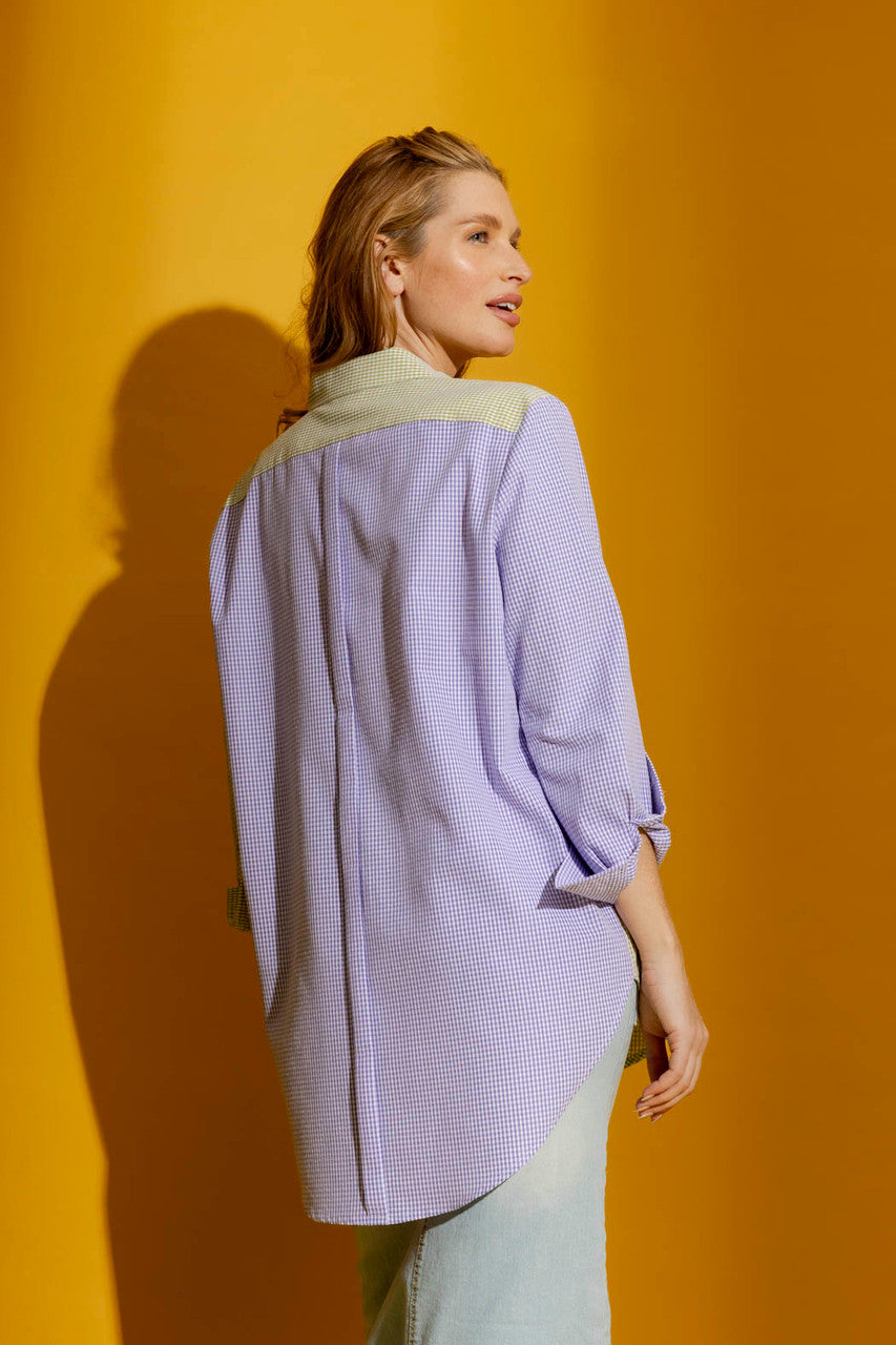 Lime/Lilac Patchwork Shirt