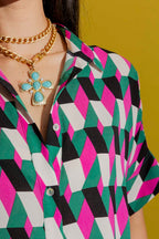 Green/Pink Half Sleeve Blake Shirt