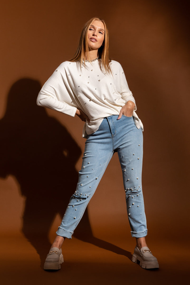 Ivory Pearl Crew Jumper-sale