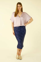 Blue Leatherette Tube Skirt- FINAL SALE