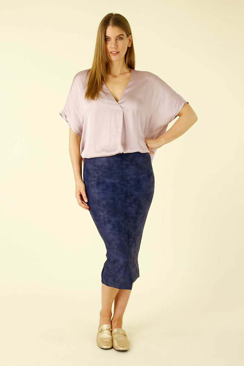 Blue Leatherette Tube Skirt- FINAL SALE