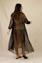 Black Hearts Tiered Mesh Dress