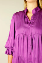 Magenta Silky Quinn Shacket Shirt - OULET SALE