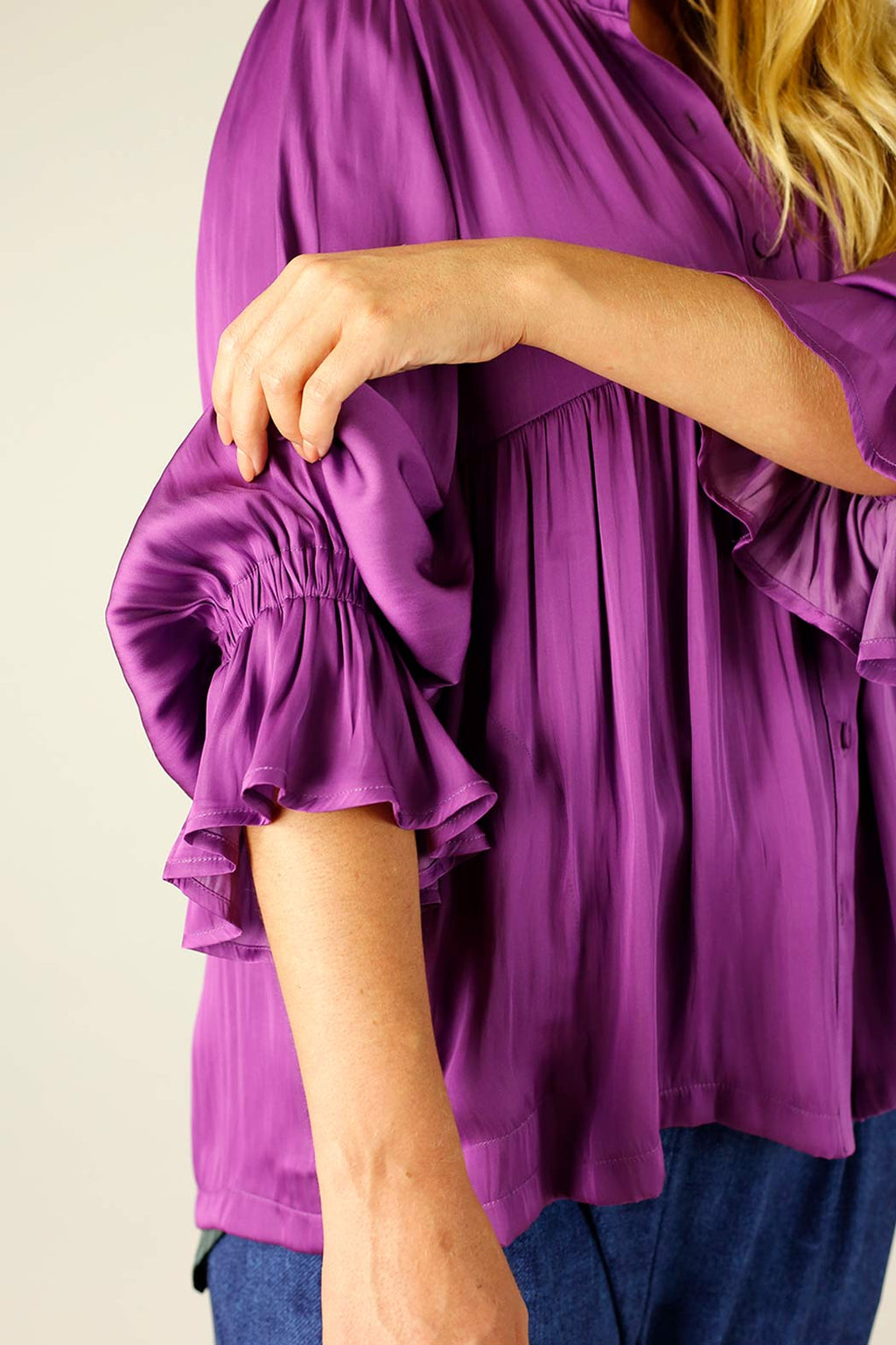 Magenta Silky Quinn Shacket Shirt - OULET SALE