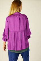 Magenta Silky Quinn Shacket Shirt - OULET SALE