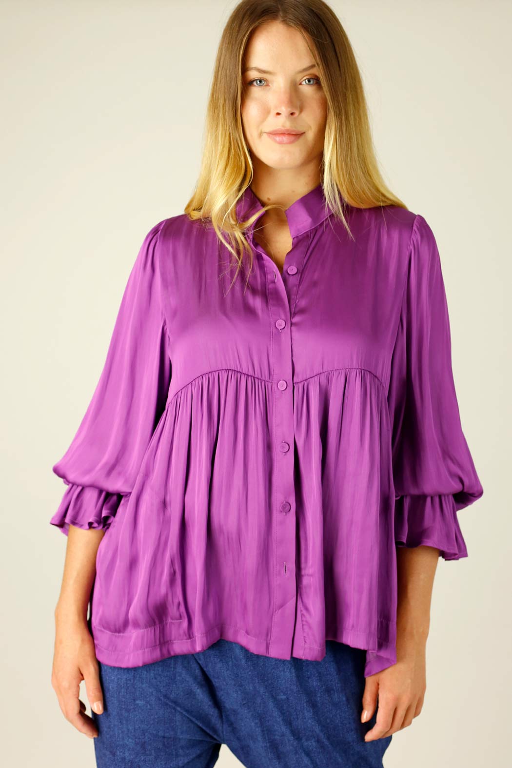 Magenta Silky Quinn Shacket Shirt - OULET SALE