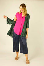 Hot Pink Soft Touch Cap Blogger Top - SALE