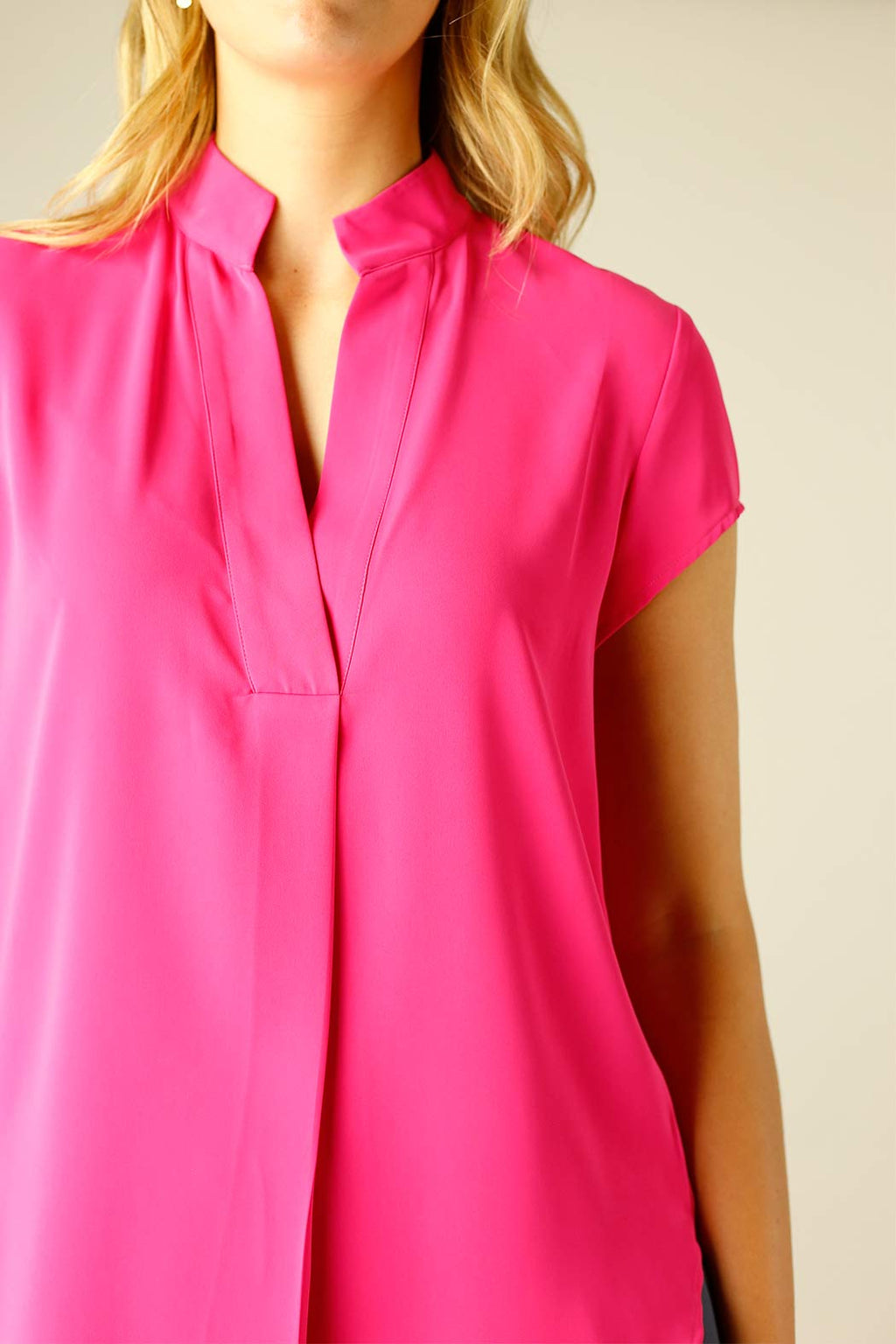 Hot Pink Soft Touch Cap Blogger Top - SALE
