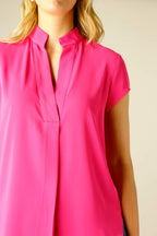 Hot Pink Soft Touch Cap Blogger Top - SALE