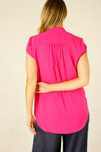 Hot Pink Soft Touch Cap Blogger Top - SALE
