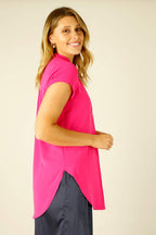 Hot Pink Soft Touch Cap Blogger Top - SALE