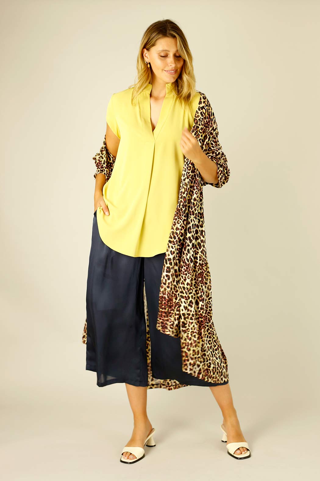 Chartreuse Soft Touch Cap Blogger Top