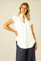Ivory Soft Touch Cap Blogger Top - SALE