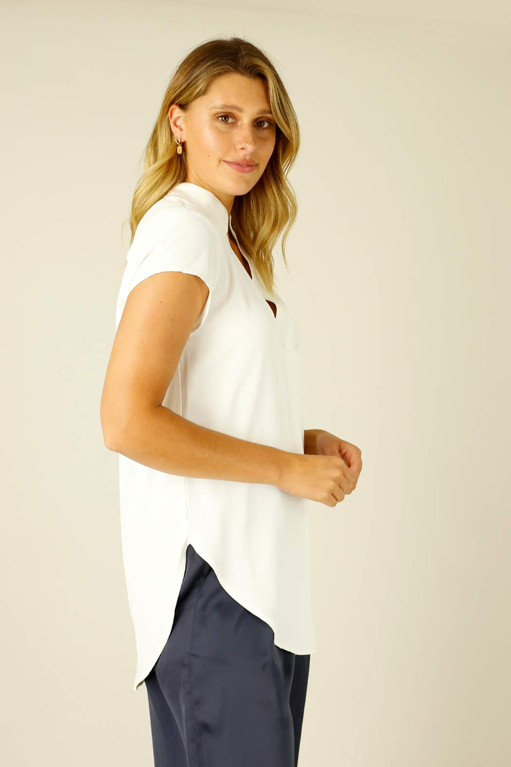 Ivory Soft Touch Cap Blogger Top - SALE