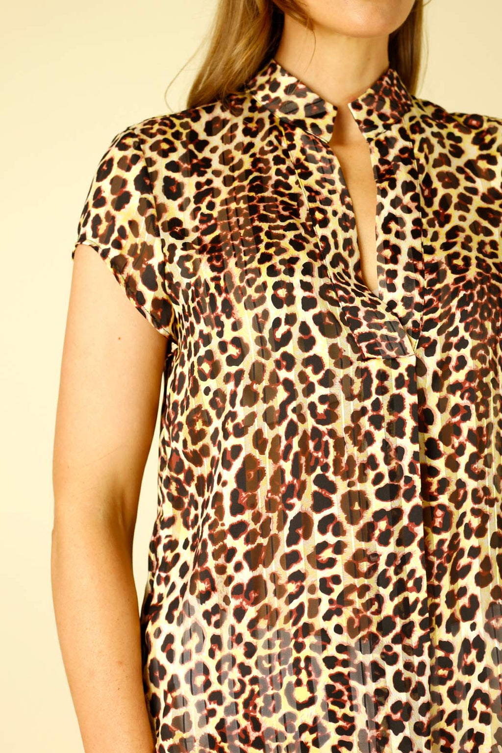 Yellow & Peach Chiffon Cap Blogger Top