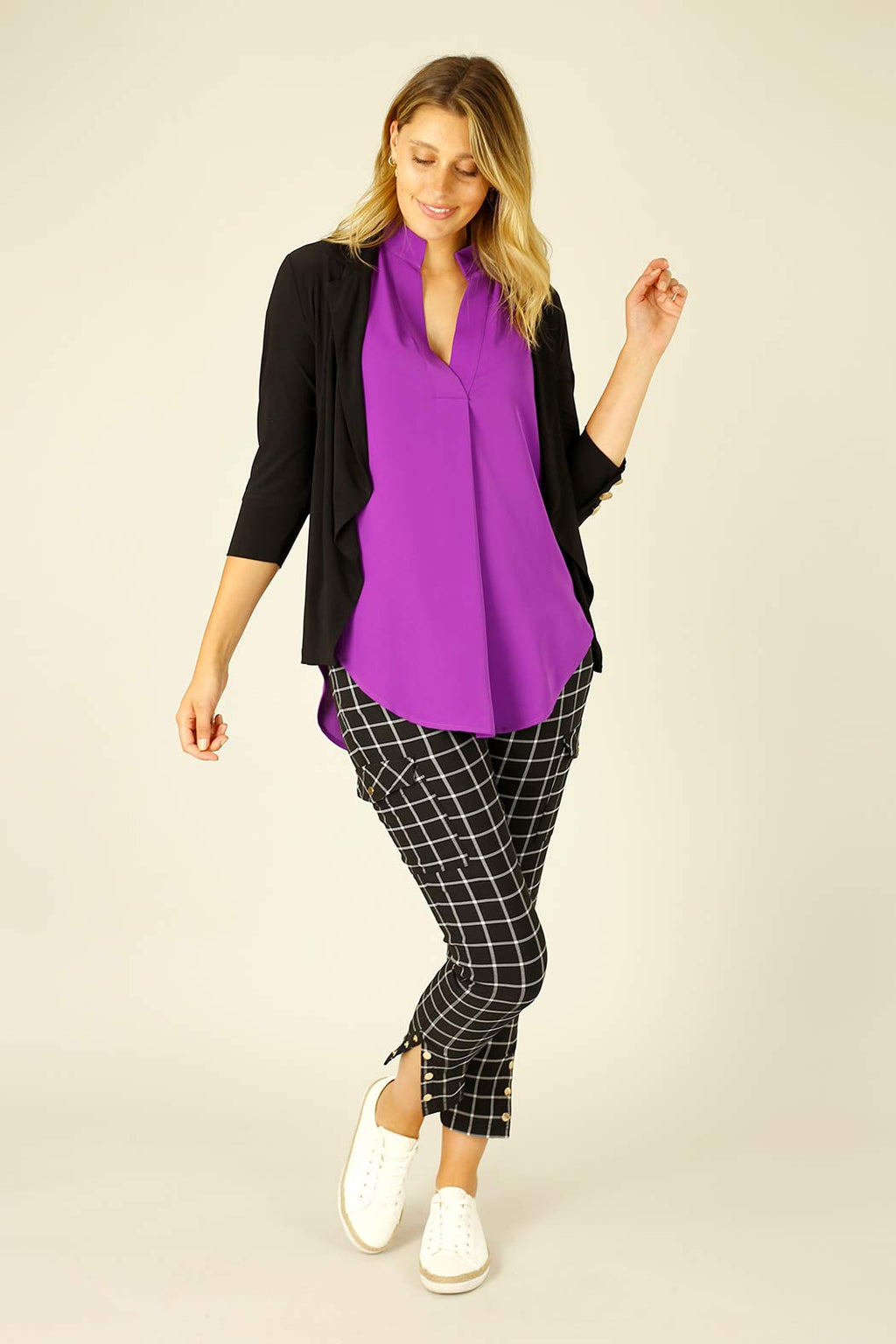 Magenta Soft Touch Cap Blogger Top