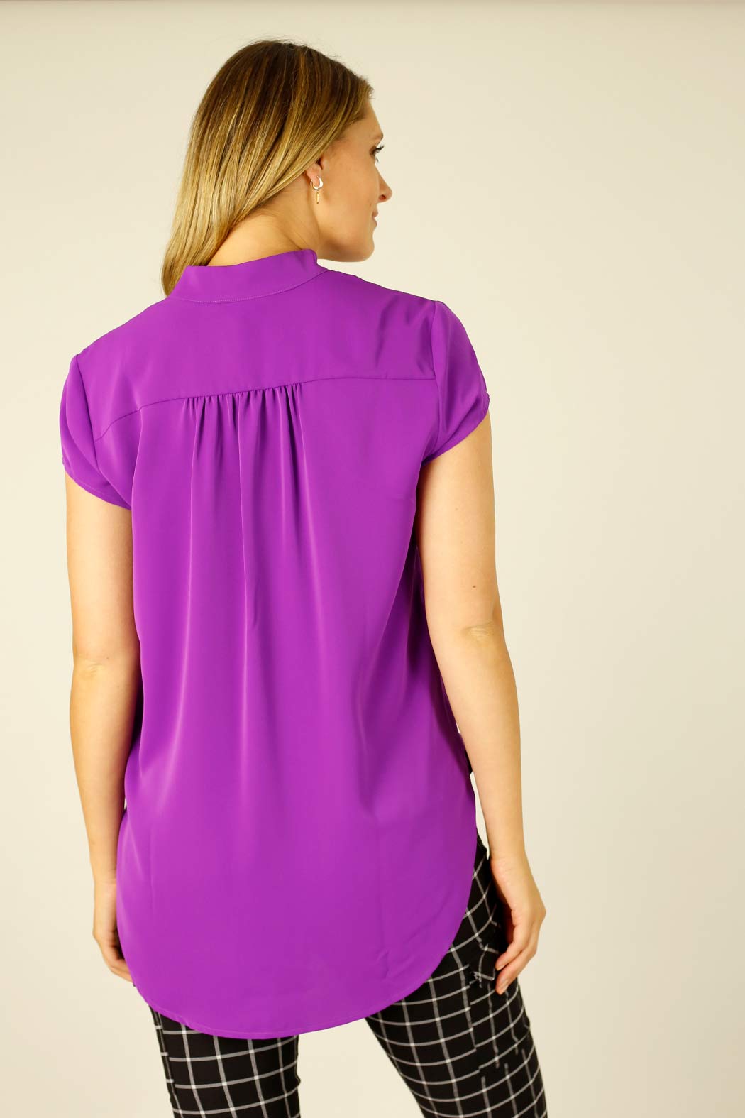 Magenta Soft Touch Cap Blogger Top
