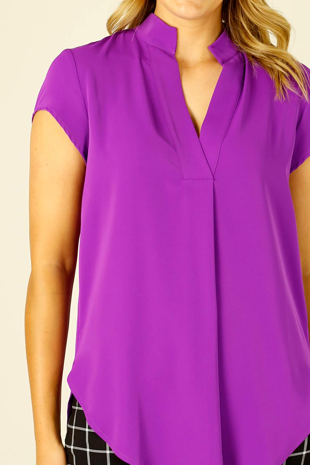 Magenta Soft Touch Cap Blogger Top