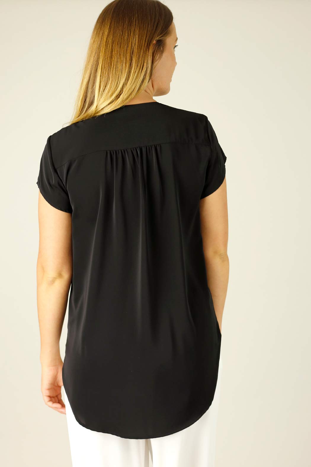 Black Soft Touch Sydney Cap Blouse