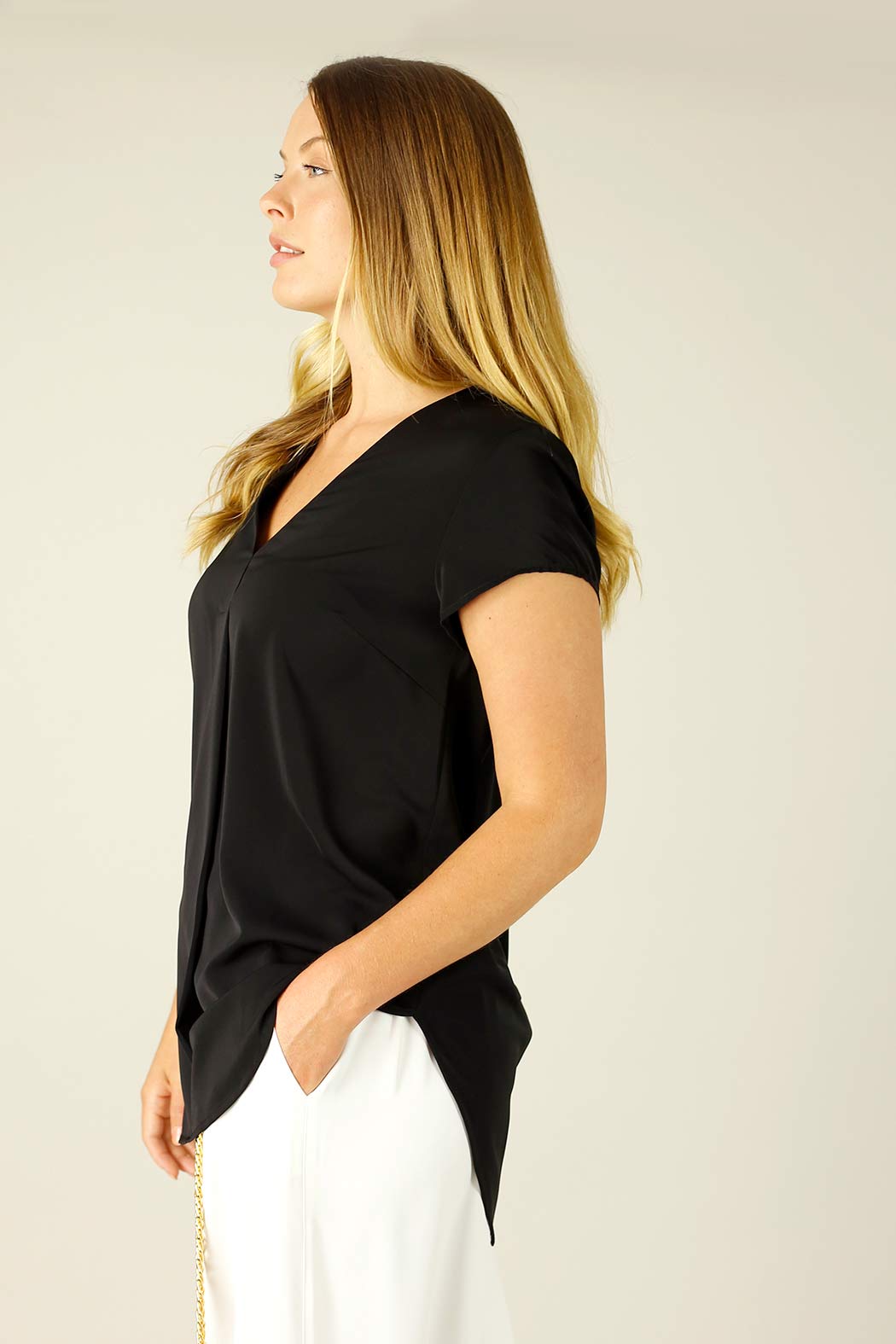 Black Soft Touch Sydney Cap Blouse