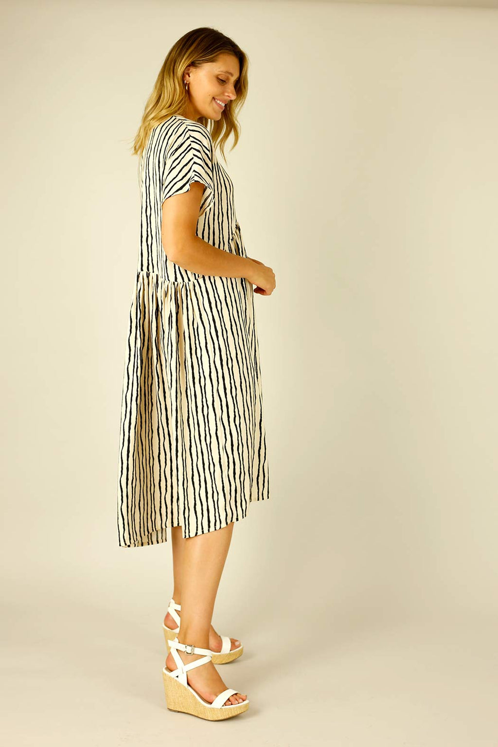 Stripe Silky Bondi Kaftan Dress