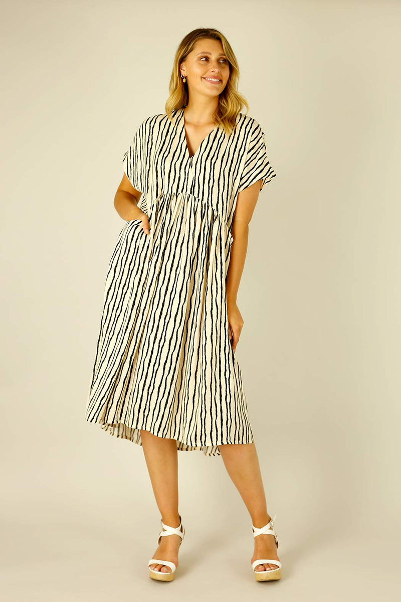 Stripe Silky Bondi Kaftan Dress