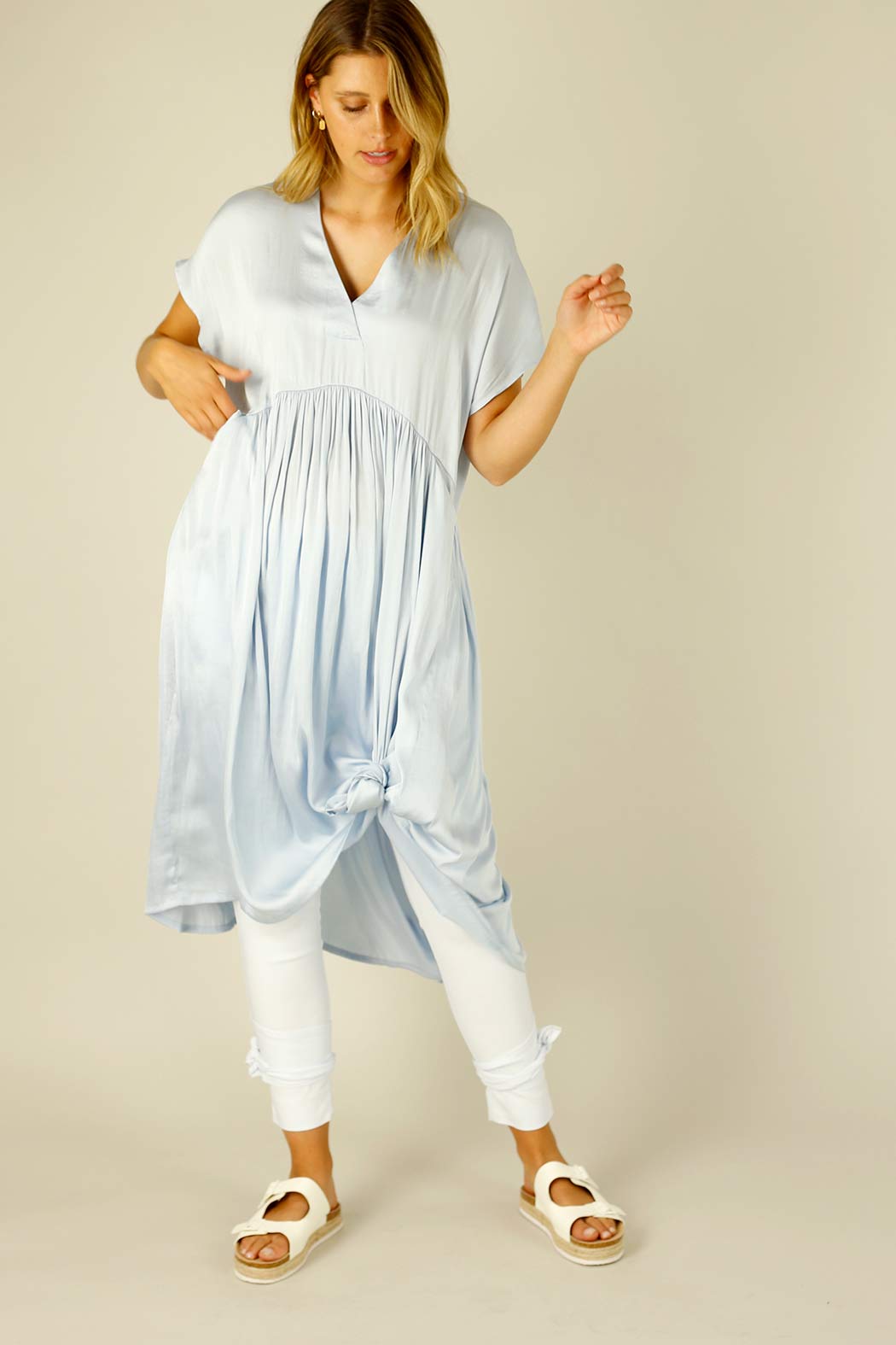 Light Blue Silky Bondi Kaftan Dress - SALE